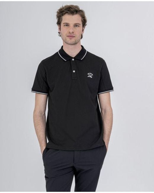 Paul & Shark Black Logo Short-Sleeved Polo Shirt for men