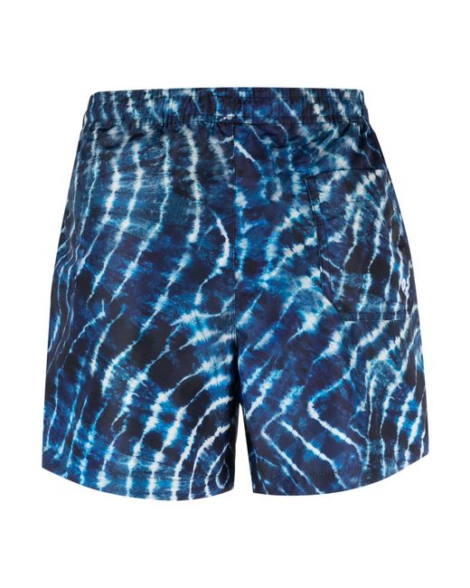 Marcelo Burlon Blue County Of Milan Aop Sound Waves Drawstring Swim Shorts for men