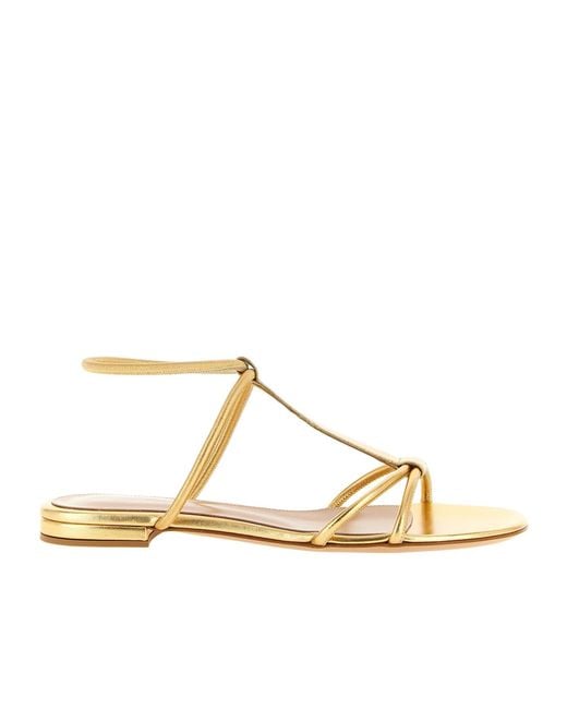 Gianvito Rossi Metallic Lilo Ankle-Strap Flat Sandals