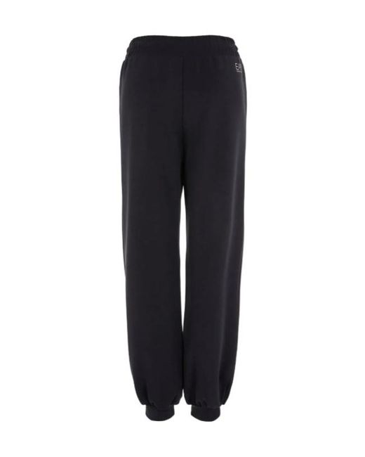 EA7 Black Drawstring Waist-Edge Sweatpants