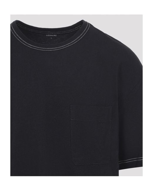 Lemaire Black Chest Pocket Crewneck T-Shirt for men