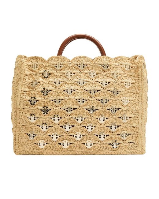 Rabanne Metallic Woven Tote Bag