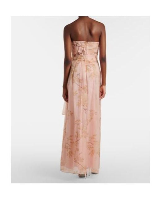 Max Mara Pink Elegante Dominio Floral Silk Organza Bustier Gown