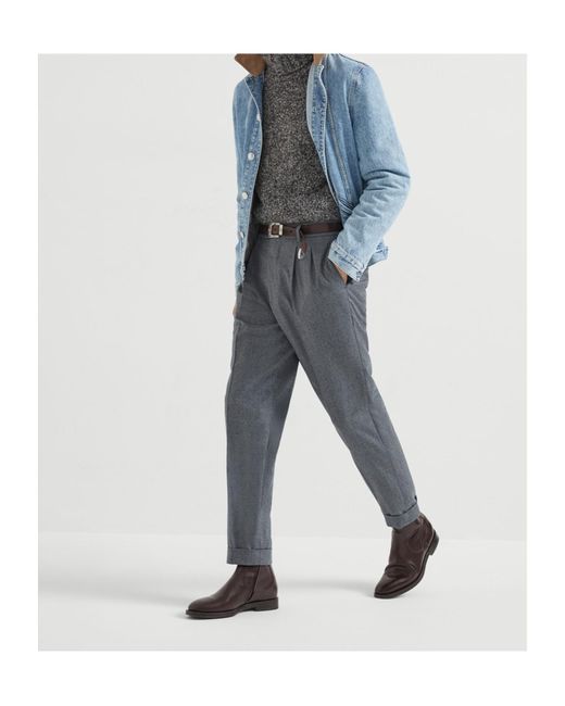Brunello Cucinelli Gray Roll Neck Long-Sleeved Jumper for men