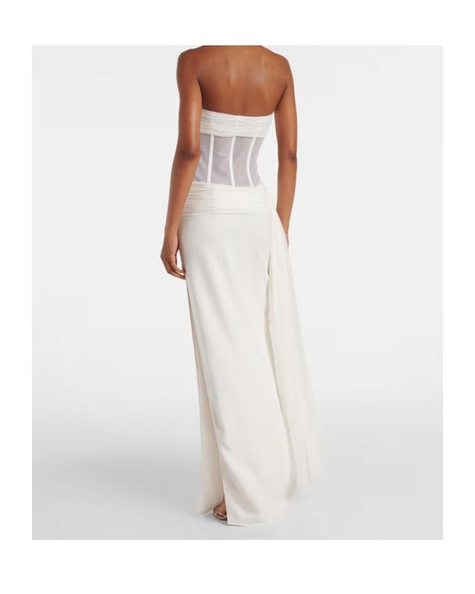 Christopher Esber White Bridal Veiled Corset Dress