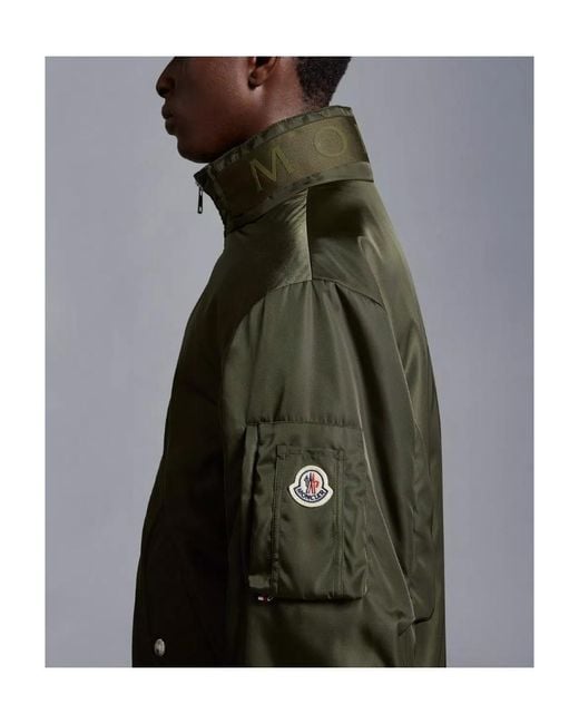 Moncler Green High-Shine Zip-Up Padded Jacket for men