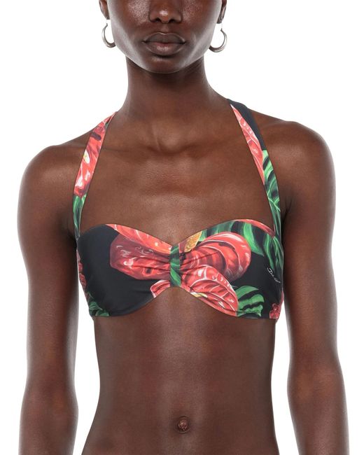 Dolce & Gabbana Red Printed Bikini Top