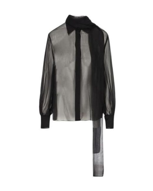 Valentino Black Scarf Detailed Long-Sleeved Shirt
