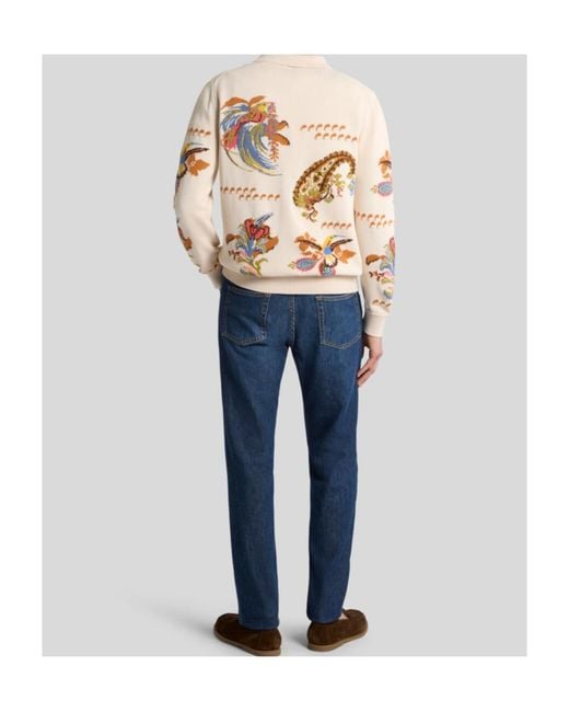 Etro Natural Cotton-Blend Jacquard Polo Sweater With Inlays for men