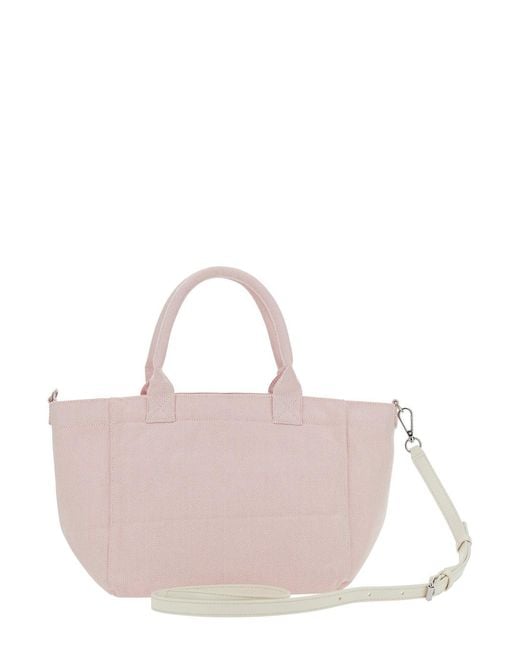 Ganni Pink Raspberry Print Small Tote Bag