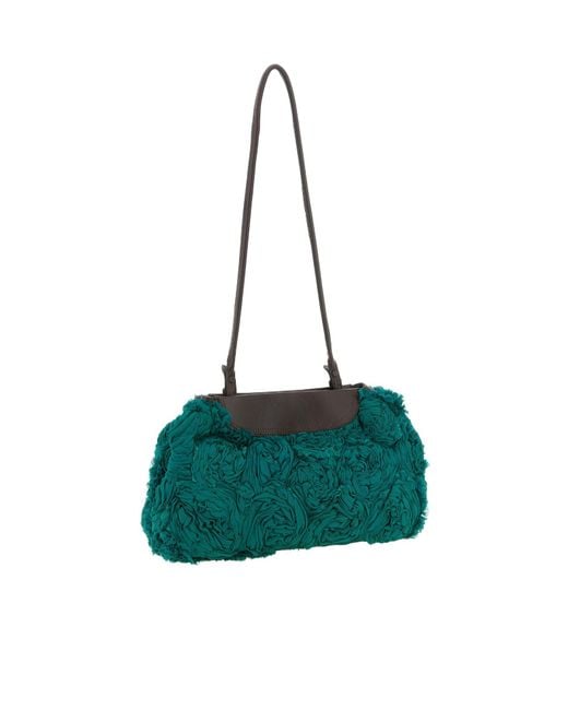 Dries Van Noten Green Clutch Rose