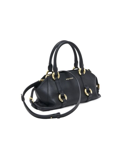 McQueen Black Farringdon Small Tote Bag
