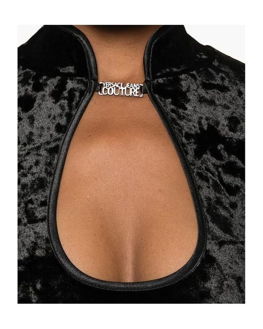 Versace Jeans Black Couture Keyhole Long-Sleeve Top
