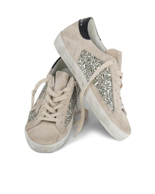 Golden Goose Deluxe Brand Gray Super-Star Glitter Suede Sneakers