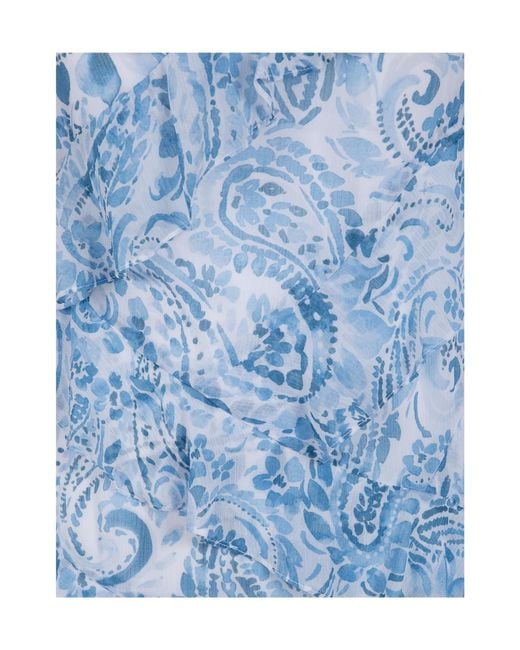 Ralph Lauren Blue Lauren Ruffled Printed Mini Dress