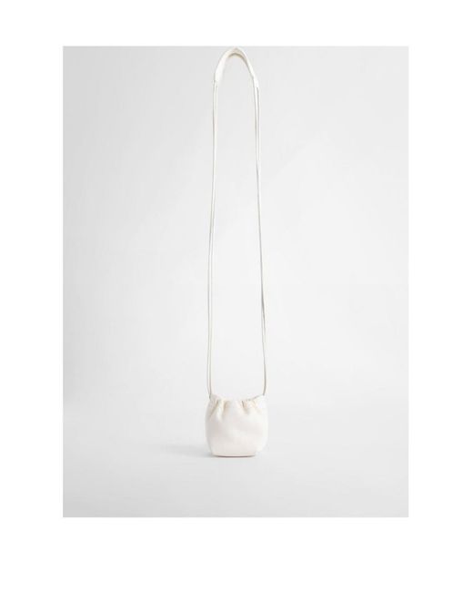 Jil Sander White Dumpling Drawstring Mini Bag