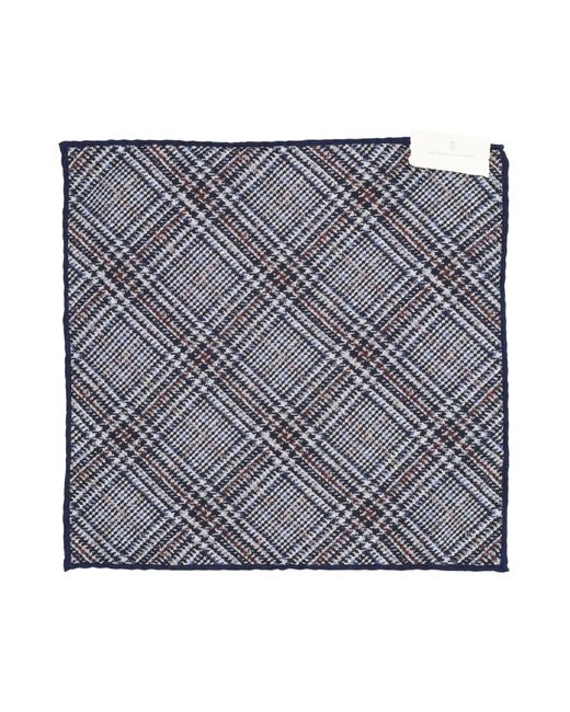 Brunello Cucinelli Gray Prince Wales Motif Pocket Square for men