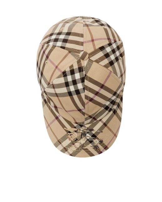 Burberry Natural Logo Detailed Checked Curved Peak Cap for men