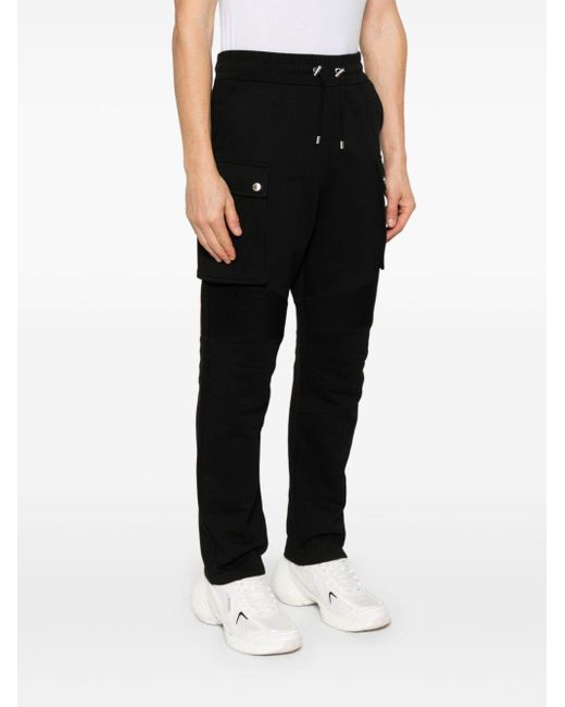 Balmain Black Drawstring Cargo Track Pants for men