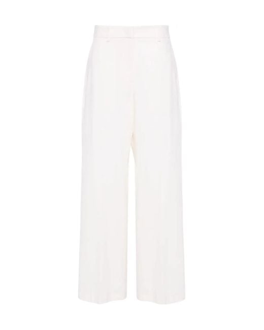 MSGM White High-Waist Straight-Leg Tailored Trousers