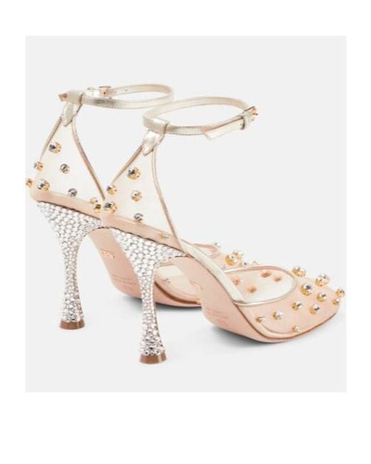 Giambattista Valli Natural Embellished Mesh Pumps