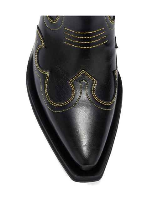Ganni Black Low Shaft Embroidered Western Boots
