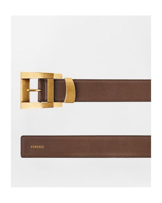 Versace Brown Square-Buckle Leather Belt for men