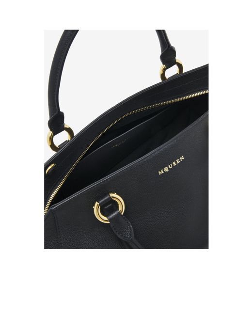 McQueen Black Farringdon Medium Tote Bag