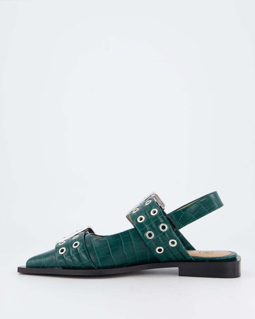 Ganni Green Ballerina Shoes