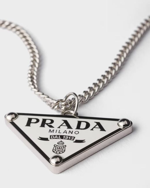 Prada Metallic Enameled Metal Necklace for men