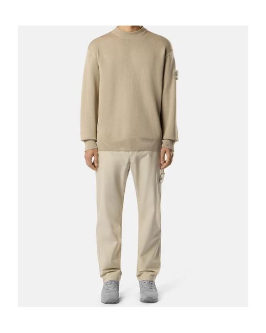 Stone Island Natural Logo-Patch Ribbed-Trim Sweater for men