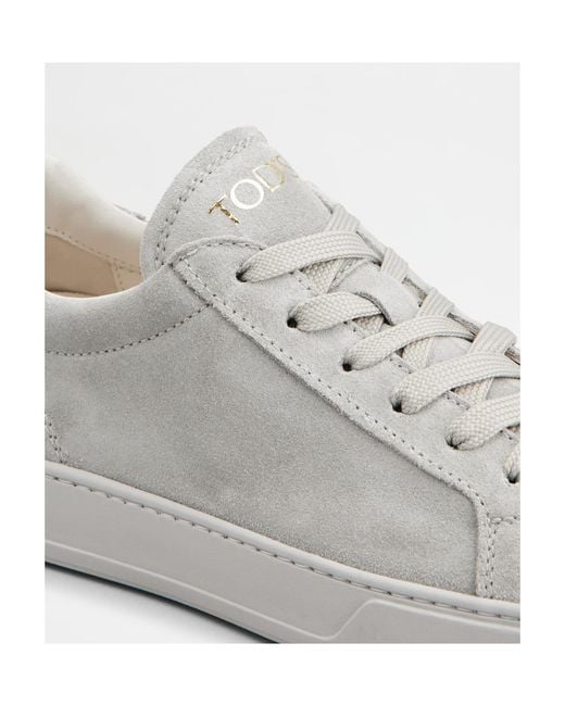 Tod's Gray Perforated Heel Low-Top Sneakers