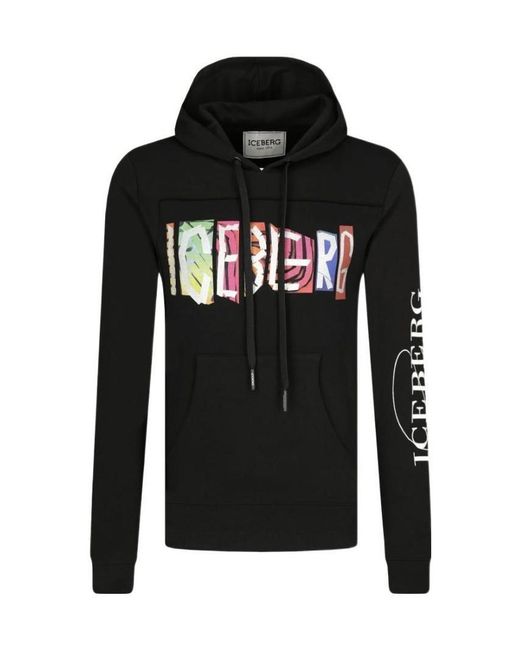 Iceberg Black Logo Hooded Sweater for men
