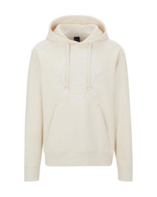 Boss White Graphic Hoodie for men