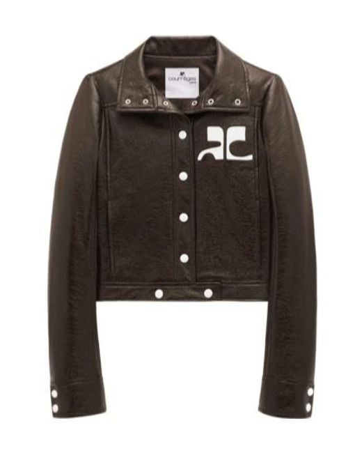 Courreges Black Courrèges Vinyl Straight Hem Cropped Jacket
