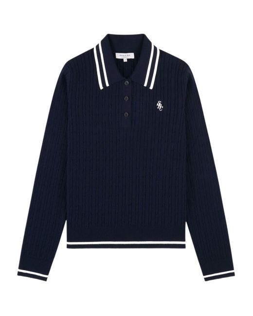 Sporty & Rich Blue Long-Sleeved Polo Shirt