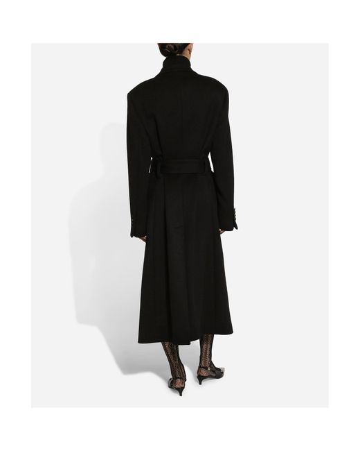 Dolce & Gabbana Black Double-Breasted Belted Coat