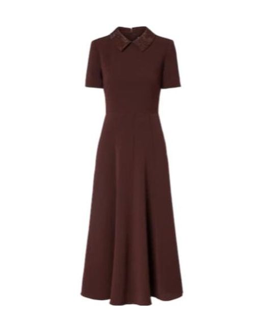 Roland Mouret Brown Embellished Cady Midi Dress
