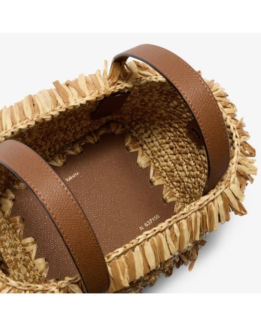 Valextra Natural Soft Wavy Raffia Bucket Bag