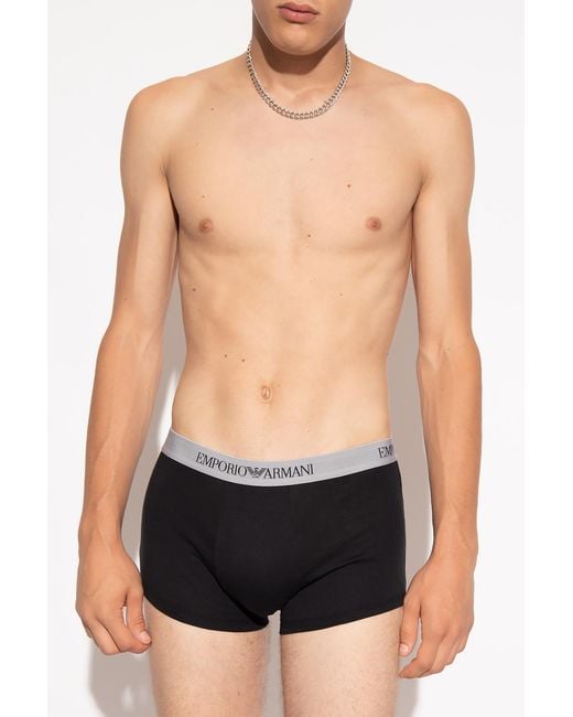 Emporio Armani White Three-Pack Branded Boxers for men