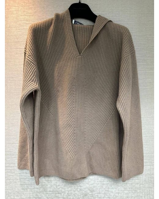Max Mara Brown Hooded Ribbed Jumper