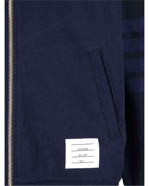 Thom Browne Blue Four-Stripe Bomber Jacket for men