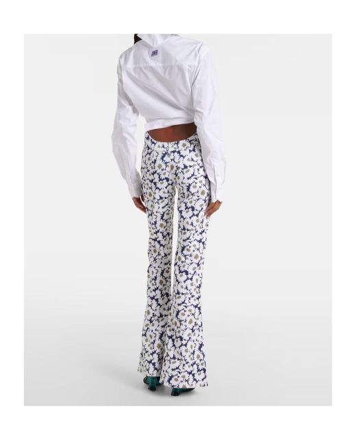Jean Paul Gaultier Blue Floral Flared Jeans