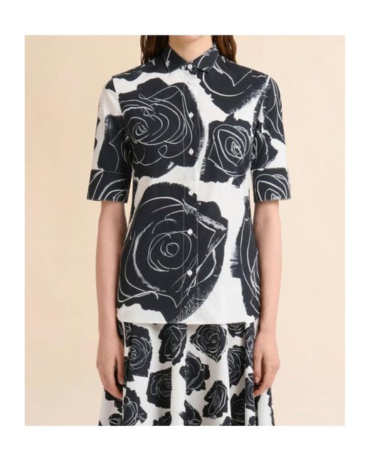 Marni Blue Poplin Short-Sleeve Shirt With Cybele Print