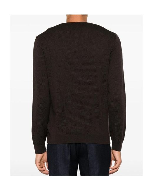 Zanone Black Long-Sleeved Sweater for men
