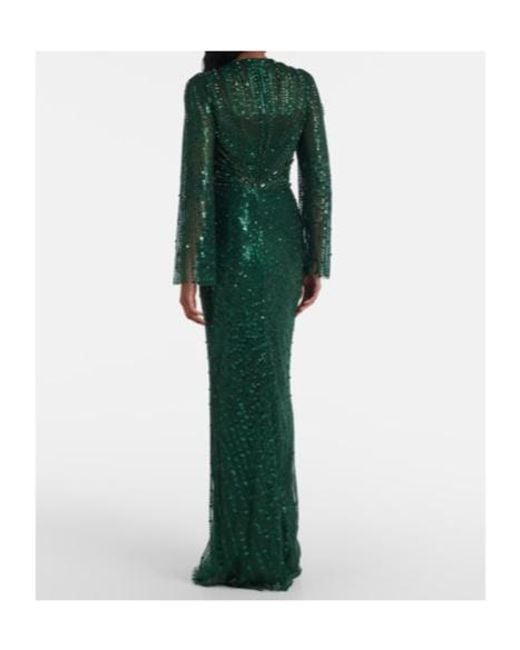 Jenny Packham Green Anja Sequined Gown