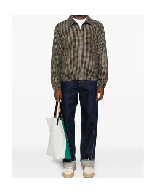 A.P.C. Green Houndstooth Zip Shirt Jacket for men
