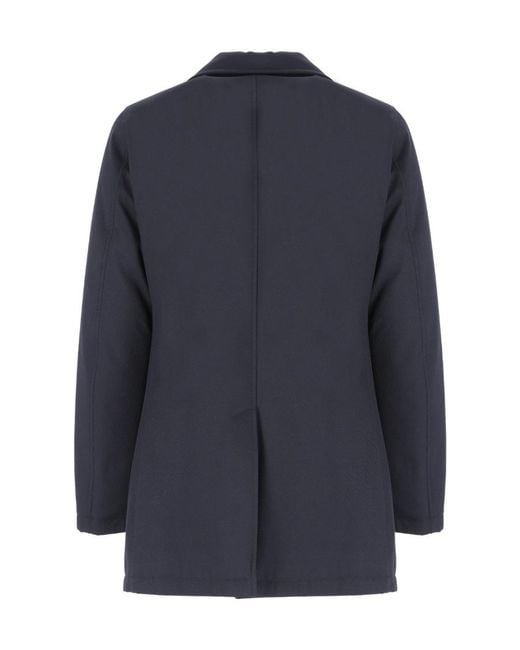 Herno Blue Padded Twill Double-Breasted Coat for men