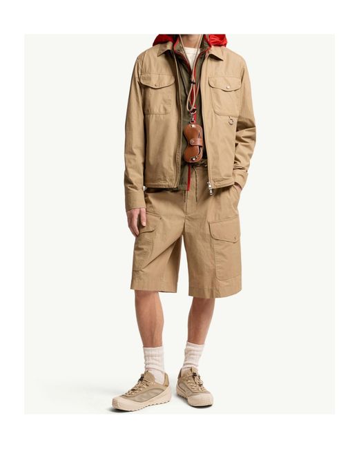 Moncler Natural Logo Patch Zipped Shirt Jacket for men