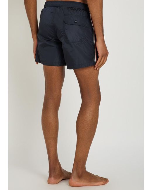 Moncler Blue Striped Swim Trunks for men